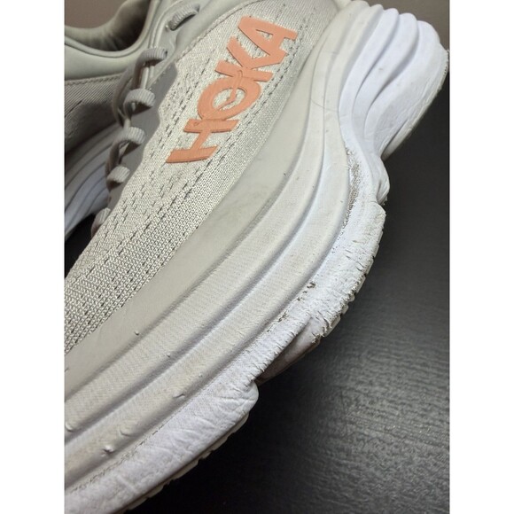 Hoka One One Bondi 8 Running Shoe Womens 9 Wide Sneaker 1127954 Gray Peach - Picture 13 of 14